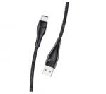 USAMS SJ395USB01 USB-C adat és töltőkábel fekete (1324430)