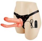 LyBaile Strap On Dublu Realistic Multispeed, TPR , Natural, 21.5 cm