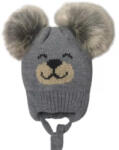  Minimanó téli kötött sapka (42-44) - Szürke Maci