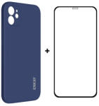 ENKAY borító + 3D üveg Apple iPhone 12 mini sötétkék