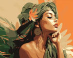 Figured Art Set pictura pe numere, cu sasiu, Femeie cu turban african, 40x50 cm (FA10245-Y)