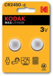 Kodak MAX Lithium gombelem, 2 darab - CR2450 (3 V) (CR2450)