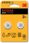 Kodak MAX Lithium gombelem, 2 darab - CR1616 (3 V) (CR1616)