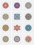 Figured Art Mini set 12 goblenuri cu diamante, fara sasiu, Mandale 2, 18x15 cm (TT008)