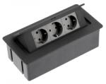 GTV Priza incorporabila in blat GTV 3xSCHUKO, cablu 1.5m, IP20, negru mat (AE-PBSC3GS-20NN)