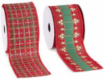 Decorer Set 4 panglici Craciun textil rosu alb verde 63 mm x 10 m (A16.17.33)