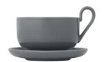 blomus Ceașcă pentru ceai cu farfurie RO, set de 2 buc, 230 ml, gri, Blomus (BM64140)