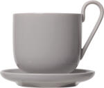 blomus Ceașcă cu farfurie pentru cafea RO, set de 2 buc, 290 ml, gri, Blomus (BM64030)