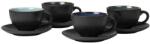 Bitz Ceașcă de ceai cu farfurie, set de 4 buc, negru, Bitz (BITZ821345)