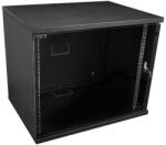 S-Link Rackszekrény - 9U 19" fali kivitel (450x530x400mm, Flatpack, Fekete) (40967)