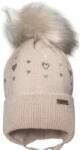  Minimanó téli kötött sapka (46-48) - Drapp / Ezüst szívecskés