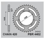PBR Standard Acél Hátsó Láncszemkerék 4402 - 420 PBR Erőátviteli alkatrész Lánc, lánckerék, láncszett Hátsó lánckerék - motomotors - 9 008 Ft