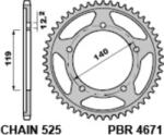 PBR Acél Standard Hátsó Láncsor 4671- 525 PBR Erőátviteli alkatrész Lánc, lánckerék, láncszett Hátsó lánckerék