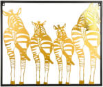 ART-POL Modern áttört arany fém zebra csapat faldekoráció fekete fém keretben 65x76, 5x2cm (140483)