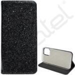 Silverline Tok álló, bőr hatású (FLIP, szilikon belső, oldalra nyíló, asztali tartó, kártyazseb, csillogó) FEKETE