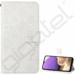 Silverline Tok álló, bőr hatású (FLIP, oldalra nyíló, asztali tartó, dombornyomott virág) FEHÉR