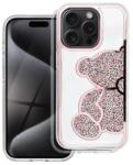Silverline Apple iPhone 16 Pro rózsaszín köves maci mintával
