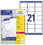 AVERY Etikett AVERY L7160-100 63, 5x38, 1mm univerzális 2100 címke/doboz 100 ív/doboz (L7160-100)