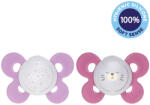 CHICCO Physio Comfort szilikon cumi éjszakai 16-36m lány - csillagok/mackó 2 db