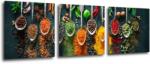 Impresi Tablou Teaspoons and spice - 90 x 30 cm (3-piese)