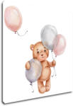 Impresi Obraz Teddy bear with colorful balloons - 40 x 40 cm Decoratiune camera copii