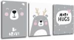 Impresi Obraz Set of pictures grey and white - 90 x 40 cm (3-piese) Decoratiune camera copii