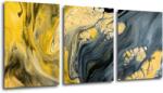 Impresi Tablou Yellow grey abstract2 - 150 x 70 cm (3-piese)