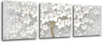 Impresi Tablou White tree with flowers - 90 x 30 cm (3-piese)