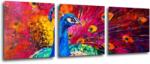 Impresi Tablou Colorful Peacock - 90 x 30 cm (3-piese)