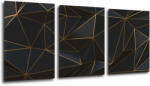 Impresi Tablou Golden triangles abstract - 150 x 70 cm (3-piese)