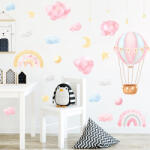 Impresi Autocolant pentru camera copilului Balloon clouds and stars - 90x30cm Decoratiune camera copii