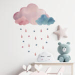 Impresi Autocolant pentru camera copilului Pink and blue clouds - 39x22cm Decoratiune camera copii