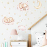 Impresi Autocolant pentru camera copilului Rabbits and pink clouds - 90x30cm Decoratiune camera copii