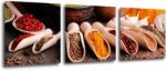 Impresi Tablou Spice in wooden cups - 90 x 30 cm (3-piese)