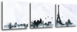 Impresi Tablou Paris panorama - 90 x 30 cm (3-piese)