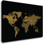 Impresi Tablou World map golden black - 60 x 40 cm