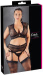 Cottelli Plus Size - strasszos, csipke fehérnemű szett (fekete) (22131841041)