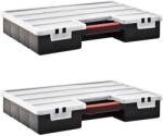 vidaXL 2 db műanyag tárolódoboz állítható elválasztókkal 460x325x80 mm (146272) - vidaxl