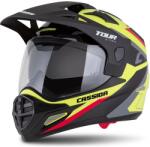 Cassida Tour 2.0 X-tra enduro bukósisak fluo sárga-fekete-vörös-szürke, matt fekete sildel