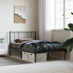 vidaXL fekete fém ágykeret fejtámlával 90 x 200 cm (352473)