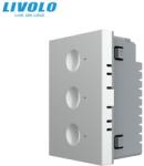LIVOLO Modul Întrerupător Livolo, triplu tactil, control telecomanda RF, cap scara / cap cruce, standard italian, 3M, gri (VL-FC3SR-3IP)