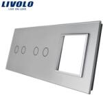 LIVOLO Ramă Livolo, Întrerupător dublu + dublu + Priză simplă, gri (VL-P702/02/E-6I)