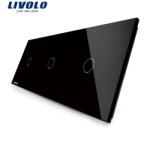 LIVOLO Panou întrerupător Livolo, simplu + simplu + simplu, negru (VL-P701/01/01-6B)