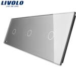 LIVOLO Panou întrerupător Livolo, simplu + simplu + simplu, gri (VL-P701/01/01-6I)