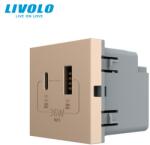 LIVOLO Modul priza Livolo, dubla USB + USB tip C, auriu (VL-FCUA18W.UC18W-2AP)