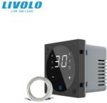 LIVOLO Modul termostat Livolo, pentru incalzire in pardoseala, Generatia noua, afisaj electronic, cu touch screen, negru (VL-FCQ1-2BP)