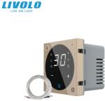 LIVOLO Modul termostat Livolo, pentru incalzire in pardoseala, Generatia noua, afisaj electronic, cu touch screen, auriu (VL-FCQ1-2AP)