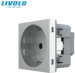 LIVOLO Modul priza Livolo, Schuko simpla, borne fara surub - quick connect, gri (VL-FCTC16A-2IPS01)