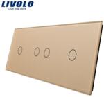 LIVOLO Panou întrerupător Livolo, simplu + dublu + simplu, auriu (VL-P701/02/01-6A)