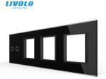LIVOLO Panou intrerupator Livolo, dublu + priza + priza + priza, negru (VL-P702/E/E/E-8B)